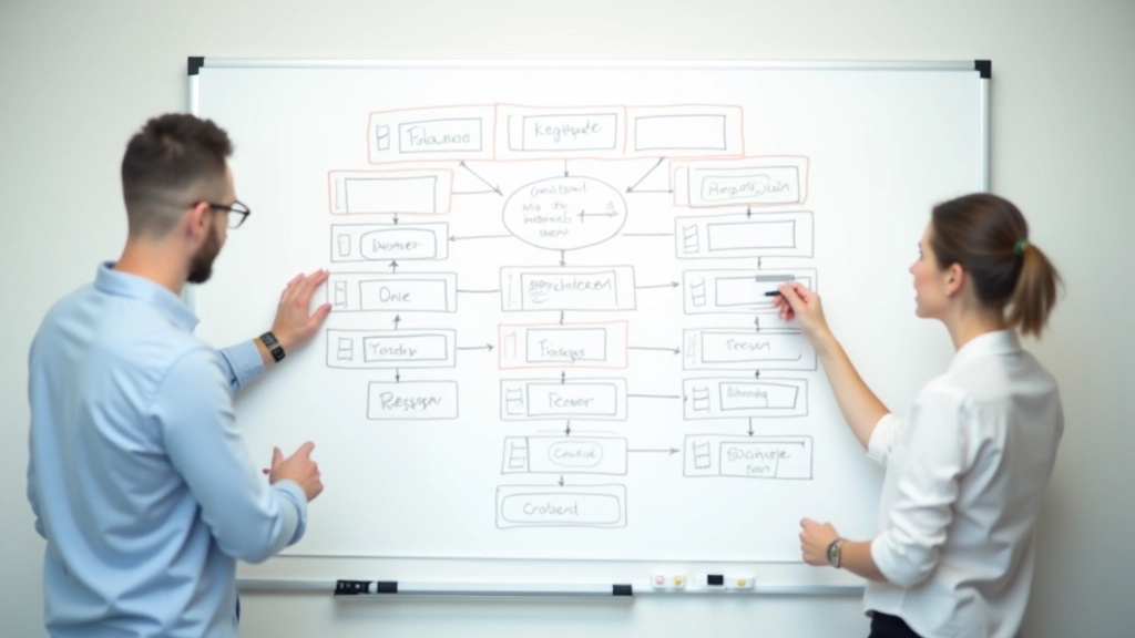 Sitemap structure diagram on whiteboard