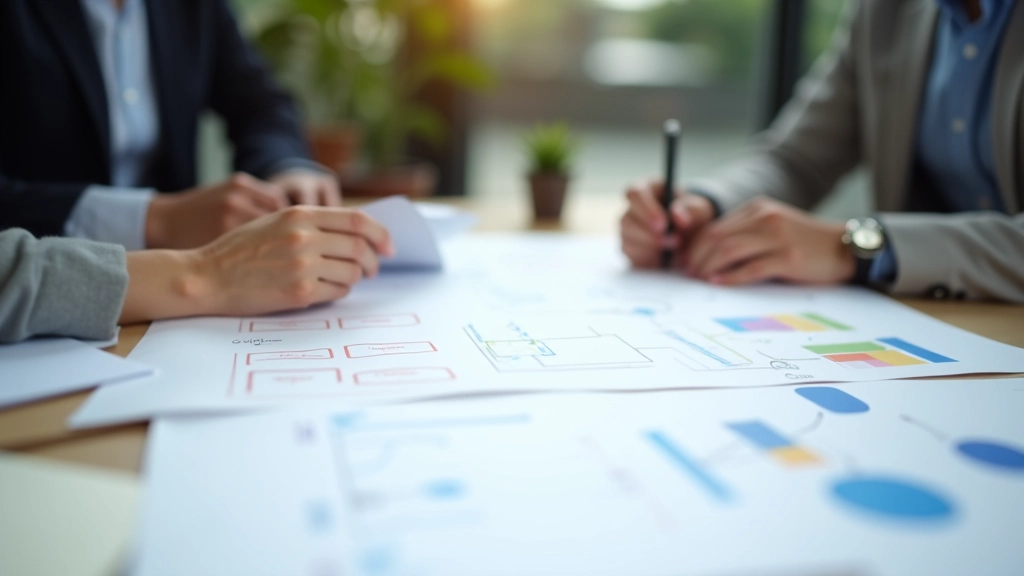 Information architecture planning workspace with sitemap diagrams